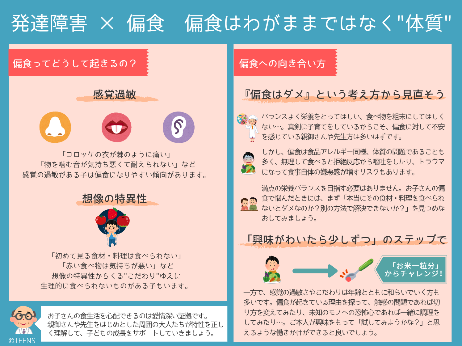 図表でわかる 発達障害 偏食 わがままではなく体質 理由と対応方法を解説します 図表でわかる 発達障害 Teens