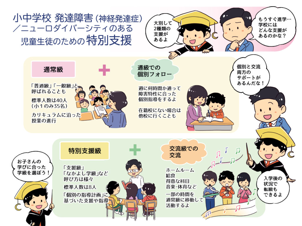 【図表でわかる！】発達障害 × 通常級・通級・特別支援学級・交流級 ちがいは？選び方は？解説します！ 【図表でわかる！】発達障害 ティーンズ